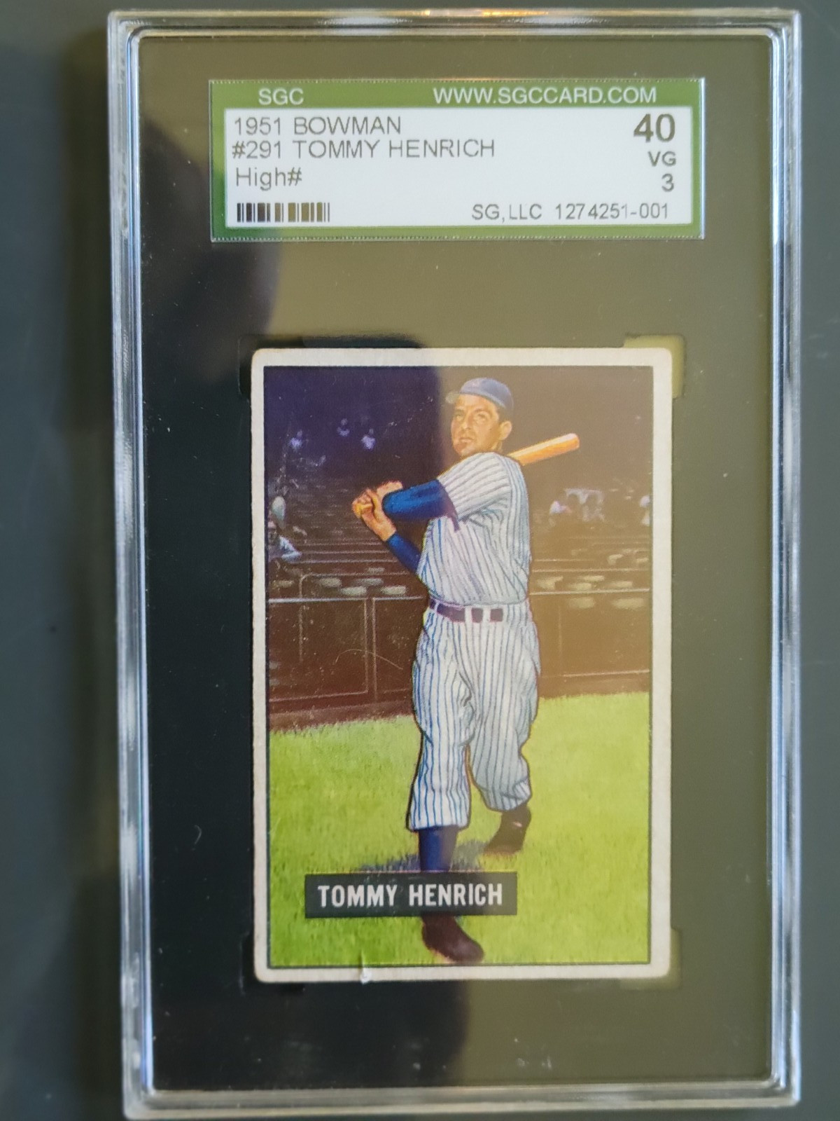 1951 Bowman TOMMY HENRICH #291 SGC 3 VG