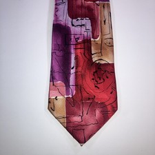 Jerry Garcia Red Pink Music Notes Silk Neckti...