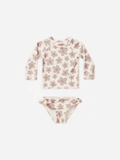 Rylee + Cru Maryn Rash Guard Swim Set Hibiscus 3-6 Months Infant Baby