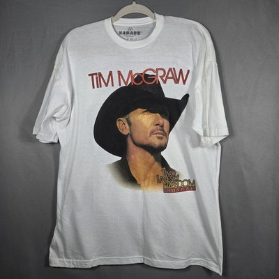 Tim McGraw Shirt 2013 Two Lanes of Freedom Tour Sababu Graphic Tee White XL