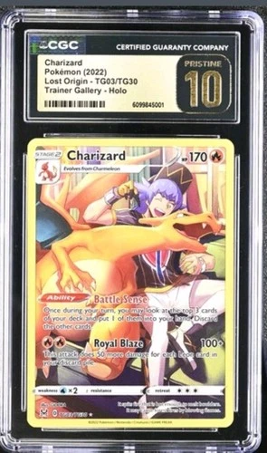 2022 POKEMON LOST ORIGIN TRAINER GALLERY HOLO #TG03 CHARIZARD CGC 10 PERFECT