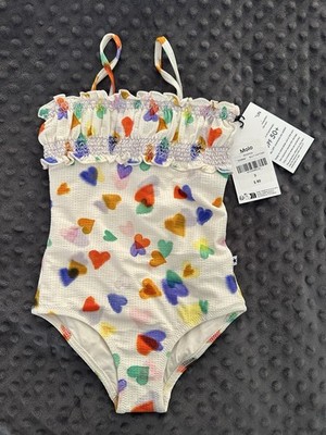 Molo Swimsuit Girls Size 3 Hearts One Piece Swimwear