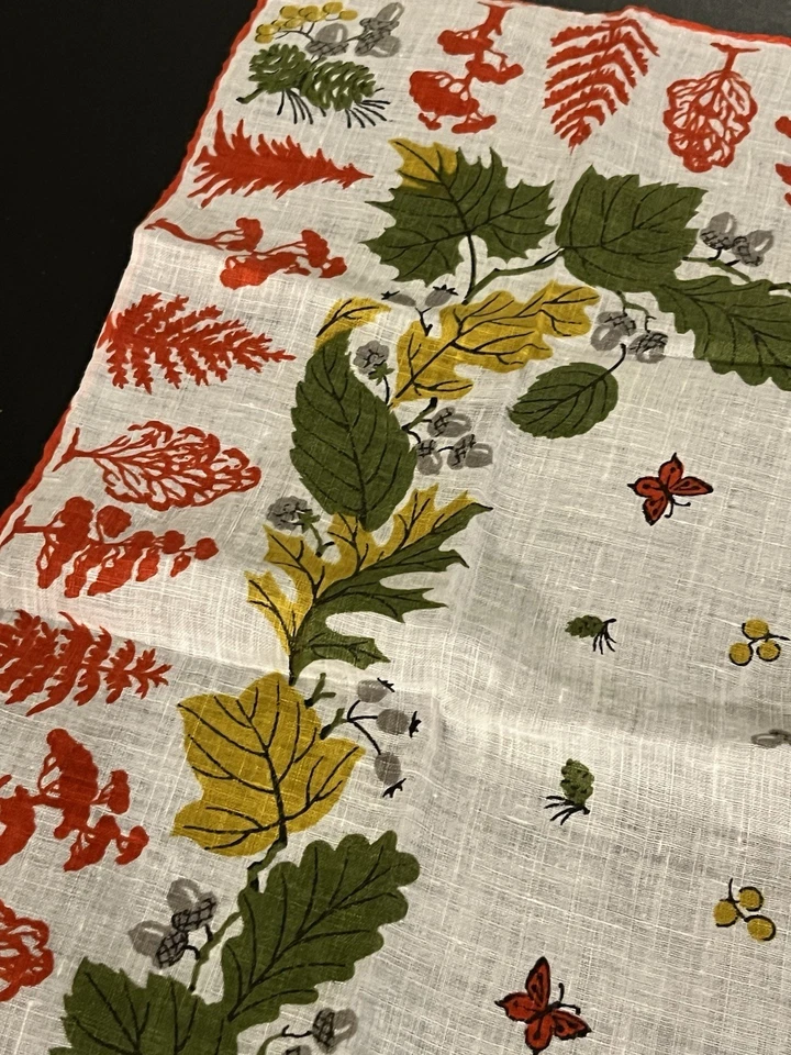 HANKIE VINTAGE - HERMOSOS COLORES OTOÑO HOJAS, BELLOTAS Y MÁS - LINO Foto 3 de 4