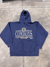 Vintage 90s Dallas Cowboys Hoodie Navy Trench USA Made Size L NFL Football