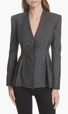 Rebecca Taylor Women's Grey Herringbone Jacket Size 4 Wool  Silk  400 Retail 