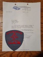 *VINTAGE BATON ROUGE CITY POLICE PATCH WITH LETTER 1973