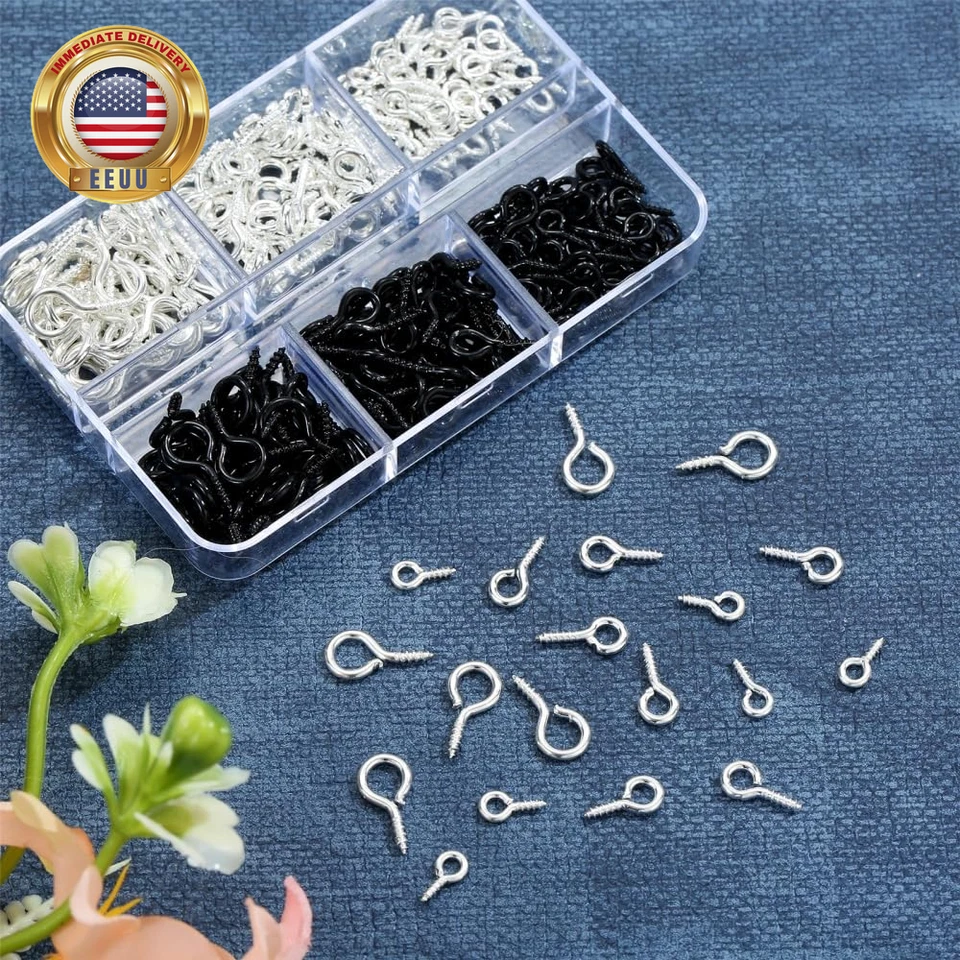 300 peças pingentes pequenos pinos de parafuso pinos de olho para fazer joias e artesanato faça você mesmo, mini - Imagem 2 de 4