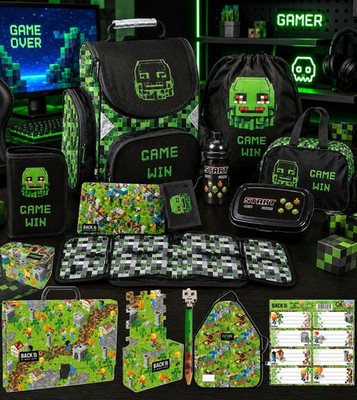 MINECRAFT Schulranzen Set Ranzen Federmäppchen Turnbeutel fur JUNGEN CREEPER