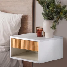 NST2001B Elise 15.71" Classic Contemporary Floating Wall Mounted Nightstand with