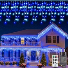 20M LED Eisregen Lichterkette Deko Garten Eiszapfen lichterketten Innen Außen DE