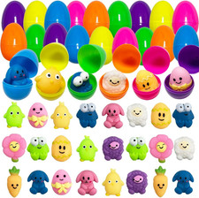 24 Pack Plastic Prefilled Easter Eggs with Mochi Squishy Toys for Kids