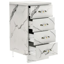 Cassettiera per Cucina Mobile Mobiletto 4 Cassetti in Legno Bianco Effetto Marmo