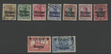 German Occupation of Belgium 1914 surcharge set of nine used (40pf is mint)