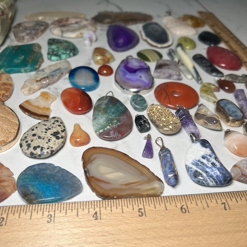 Lotto pendenti fette geode druso agata mix gioielli fare pietre gemme rocce 2 libbre - Foto 13 di 24