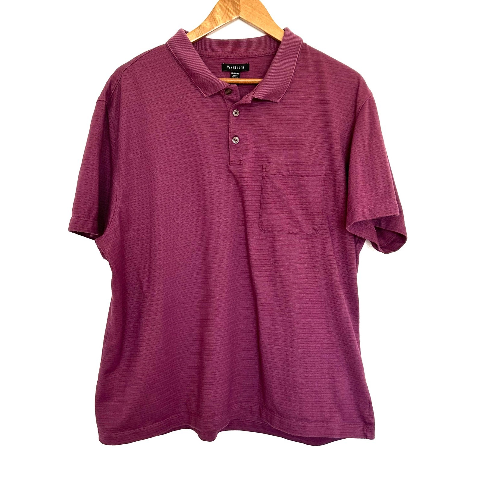 Van Heusen Polo Shirt Men's XXL Purple Short Sleeve Pocket Collared Top