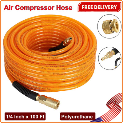 Air Compressor Hose 1/4 Inch x 100 Feet Flexeel Reinforced Polyurethane Air Hose