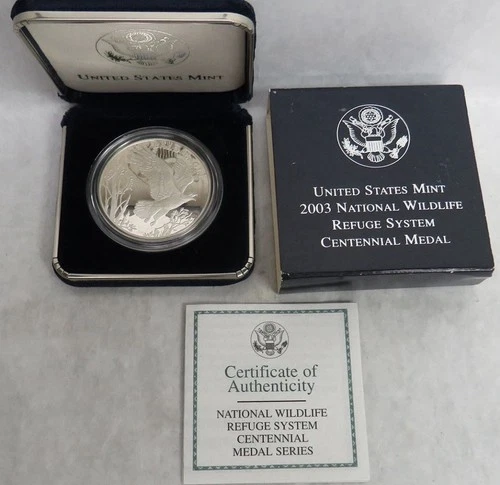 2003 NATIONAL WILDLIFE REFUGE SYSTEM CENTENNIAL BALD EAGLE PROOF W/COA AND BOX