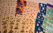 Vtg Hallmark Lot 31 Sticker Sheets:Candy, Earth Day, Birds, Ladybugs,Snow, Stars