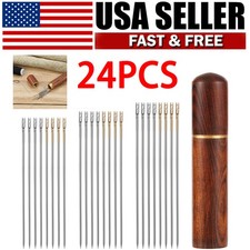 24-Pack Self-Threading Sewing Needles   Stainless Steel Darning Needles w/ Case