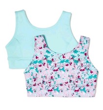 BRAND NEW GIRL'S SIZE X-SMALL ATHLETIC WORKS 2 PACK SPORTS BRAS BAND SIZE 28
