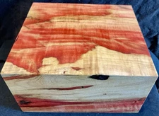 K D Curly Flaming Red Box Elder Bowl Blank Pen Blanks Duck Call 3”x5”x5 1/2” 203