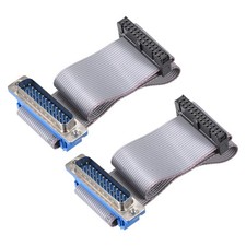 IDC Wire Flat Ribbon Cable DB25 Male to FC-26 Female Connector 20cm Length, 2pcs
