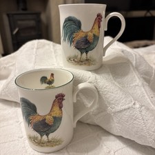  A Pair of Fine Bone China Cockerel Rooster Designed Tea Coffee mugs 