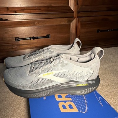 Brooks Adrenaline GTS 25 Men's Running Shoes Gray/Black/Yellow Mesh Low Top D