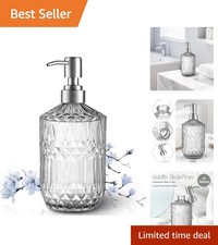 Elegant 13oz Refillable Glass Soap Dispenser with Stainless Steel Pump