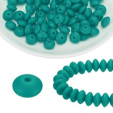 100Pcs Silicone Beads 12mm Lentil Rubber Focal Beads Bulk, Dark Green