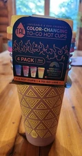 TAL Color Changing Hot Cups Reusable-Plastic- Set of 4 W) Lids, 16 oz Grande
