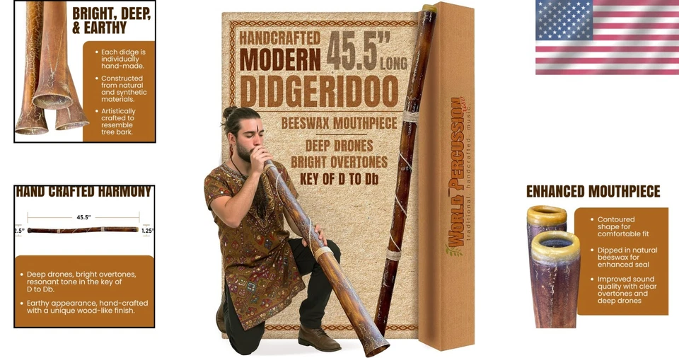 Didgeridoo único disparado a mano en diseño grabado al fuego - Impresionante experiencia de sonido Foto 2 de 4