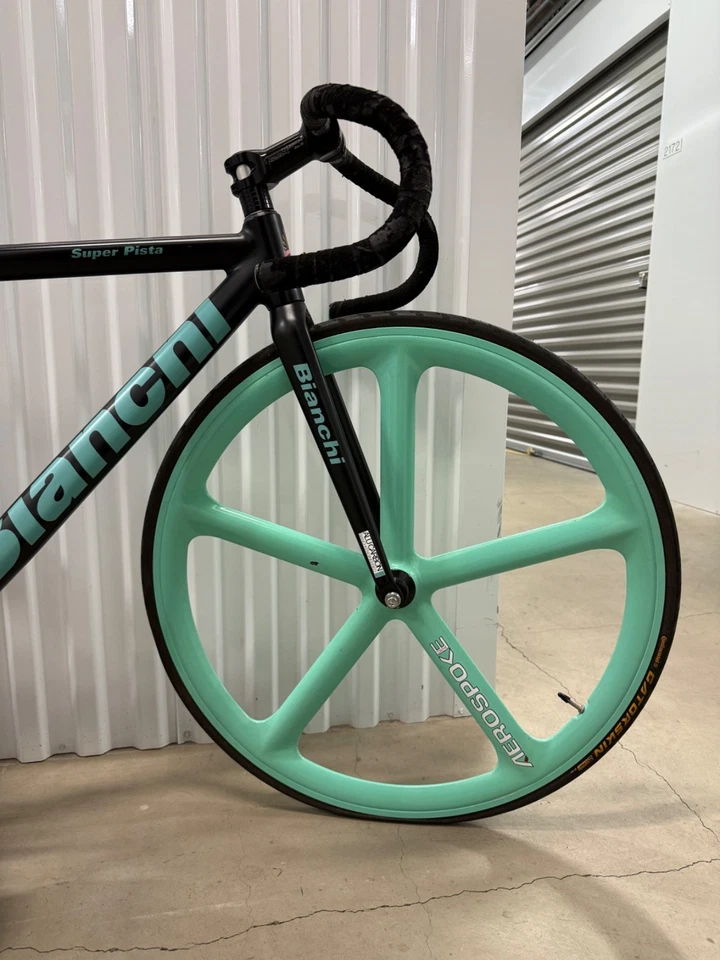 Bicicleta de Pista Bianchi Super Pista 49cm Rara Negra con Letras Celeste Foto 3 de 4