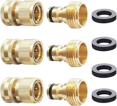 3PCS Garden Hose Quick Connect Solid Brass Fitting for Water Hose Connectors