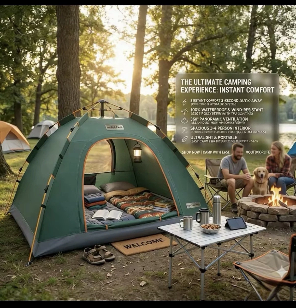 2-3 Person Pop Up Camping Tent, Instant Setup Waterproof Windproof UV Protection
Opens in a new wind