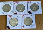 [Lot of 5] FRANKLIN HALF DOLLARS .50  90% Silver $2.50 Face Value