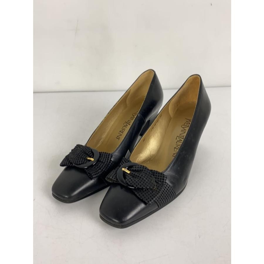 Decolte Yves Saint Laurent YSL tacco EU 35 nero pelle nastro 0101537K autentiche