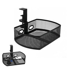 Clamp-On Hanging Desk Organizer - Metal Under-Desk Storage with Clamp Mount, ...