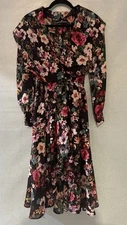 Vintage Jean Louis Scherrer Floral Dress Size S Black
