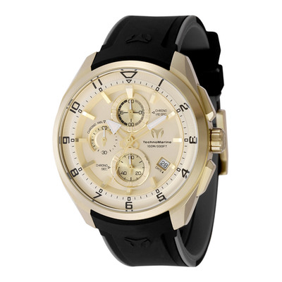 Technomarine Men's Watch Ocean Quantum 44mm Gold Tone Black Strap TM-318132