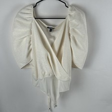 Express Light Beige Puff Sleeve Bodysuit Size M