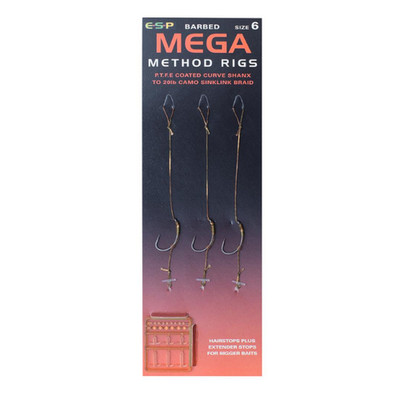 ESP Mega Method Rigs Pre-Tied Heavy Duty Carp Fishing Method Feeder Hooklinks