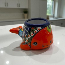 Maceta de ballenas colorida | Maceta de talavera artesanal