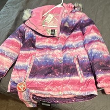ZeroXposur Girls Ski Jacket XL-16 Pink Purple Blue Faux Fur Hood Insulated
