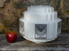 Large 12 in Art Deco 1930's Skyscraper Milk Glass Lamp Globe Shade NOS  #1