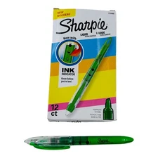 12 Highlighters Sharpie Liquid Narrow Chisel Tip Green Highlighters
