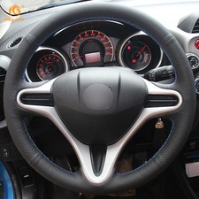 DIY Black PU Leather Steering Wheel Cover for Honda Fit 2009-13 City Jazz #BT16