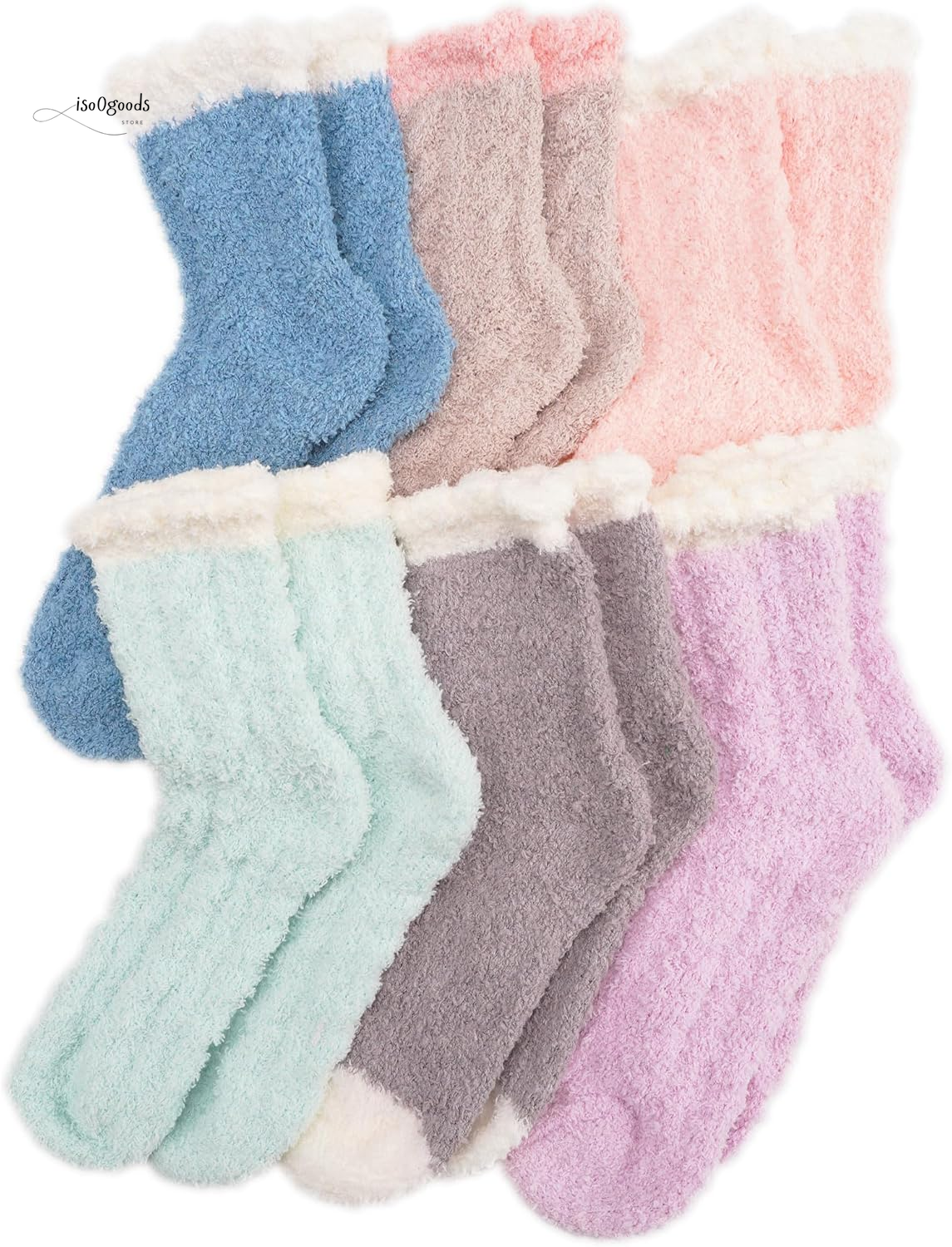 6 Pairs Fuzzy Socks Soft Cozy Socks for Women, Comfy Fluffy Slipper Socks Warm