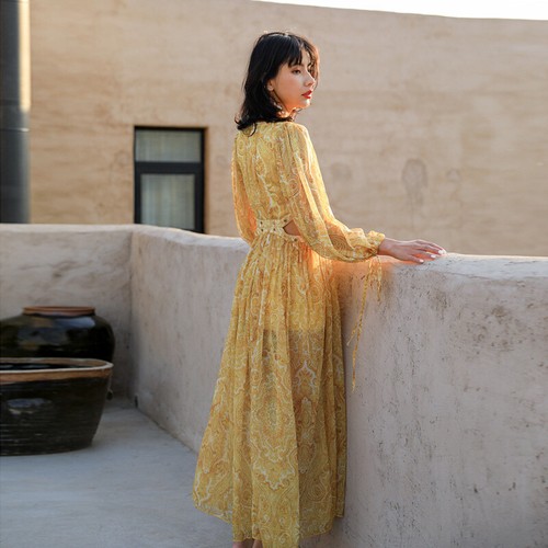 Travel Wear Sexy Beach Skirt Vacation Long Chiffon Slimming Women's Floral Print - Picture 3 of 24