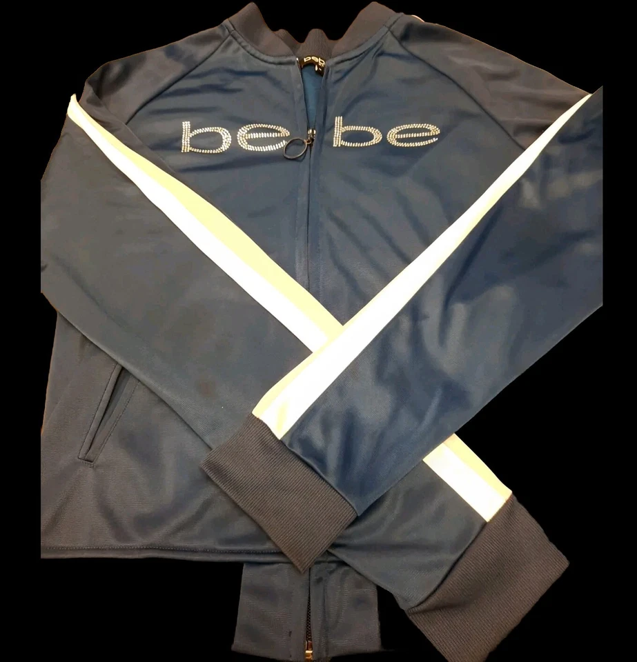 Chaqueta Bebe Juniors Talla Mediana Cremallera Completa Azul Real Bling Logo Top Sedoso Foto 2 de 4